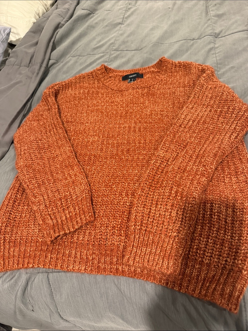 Forever 21 Ladies Rust Orange Knit Crewneck Sweater